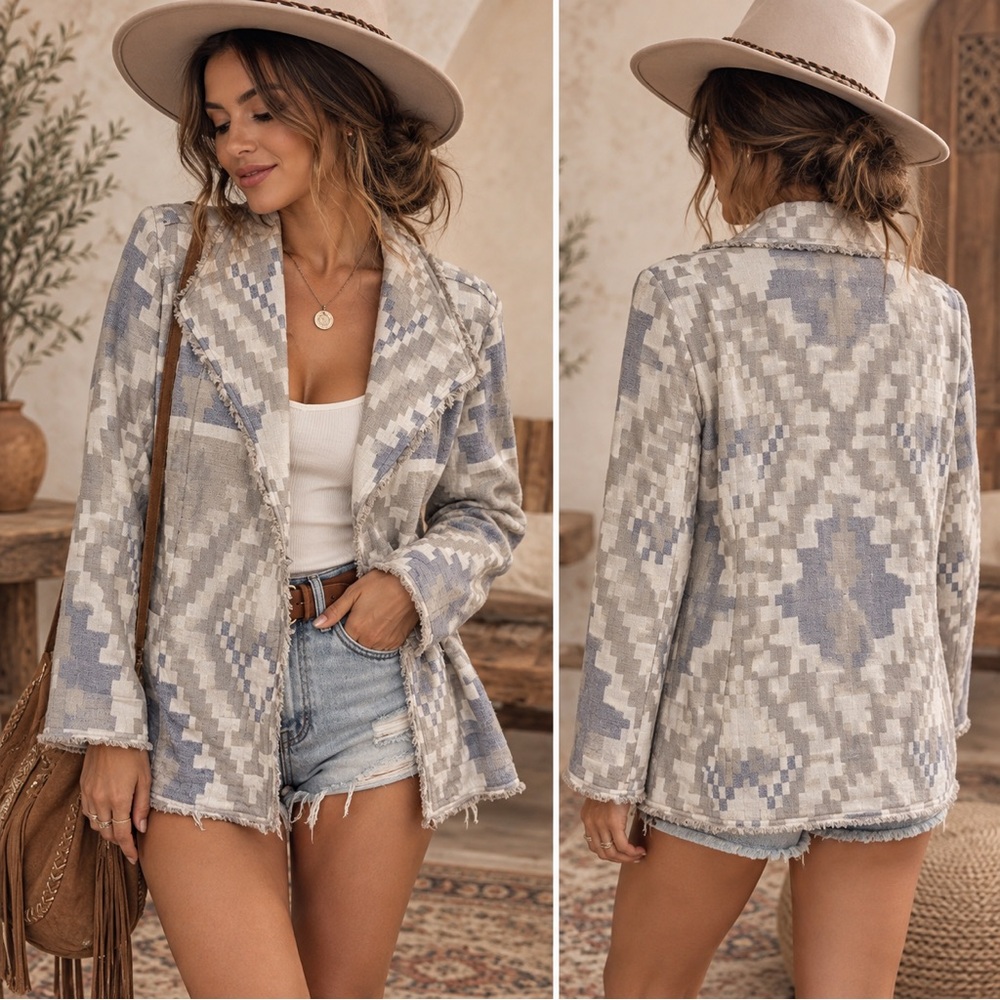 Faherty Rare Aztec Southwestern Blazer Cardigan Woven Jacket
NWOT